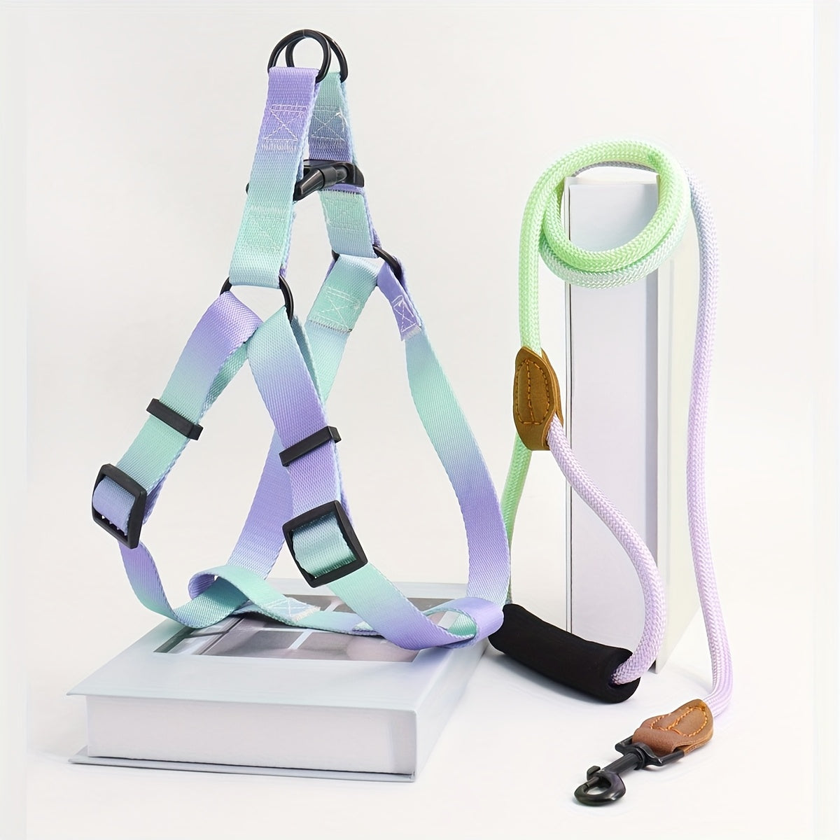 Colorful Pet Chest Harness & Leash Set for Cats & Dogs – All-Season Universal Adjustable Back Harness for Indoor & Outdoor Use – No-Pull Vest Harness for Small Medium Pets, No Battery Required