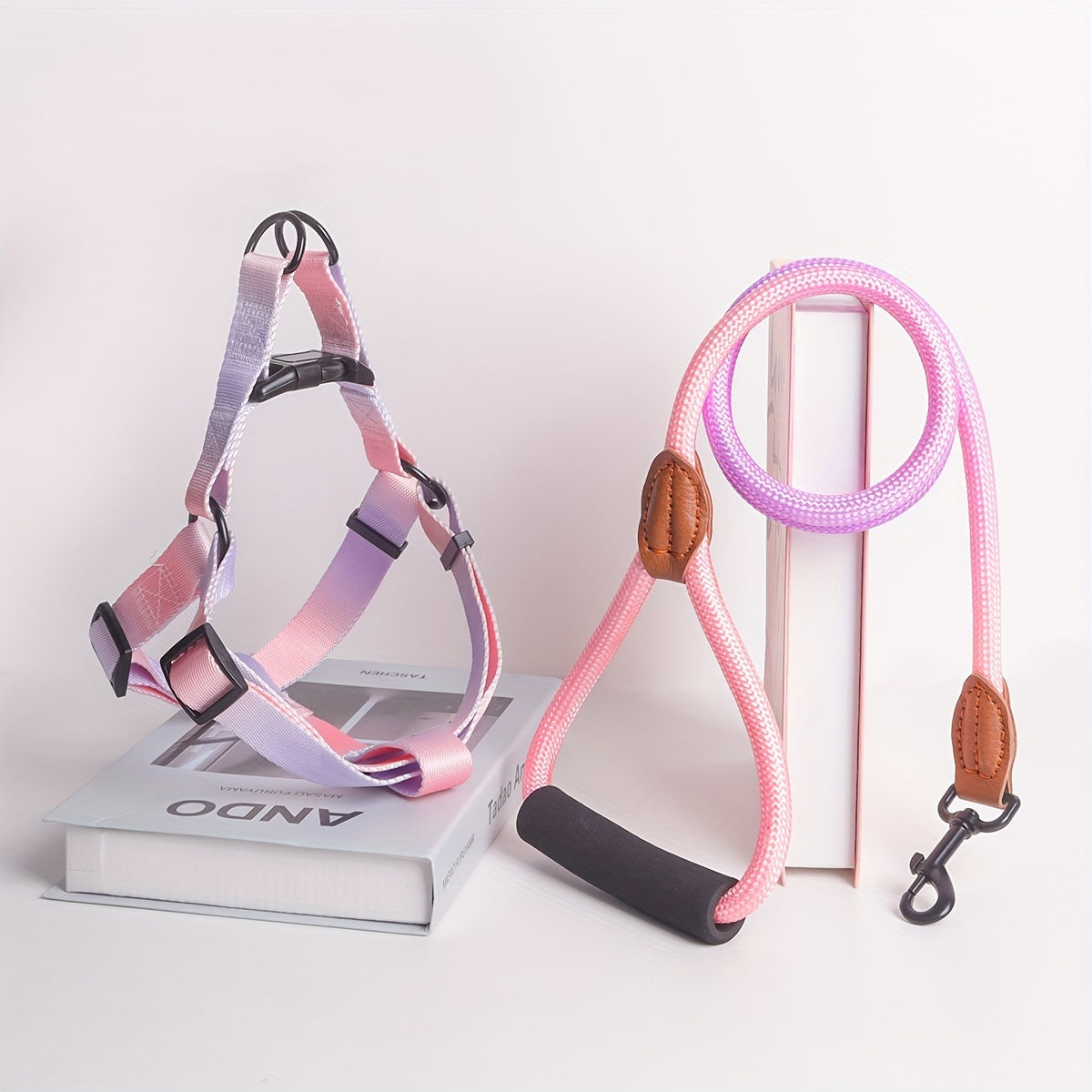 Colorful Pet Chest Harness & Leash Set for Cats & Dogs – All-Season Universal Adjustable Back Harness for Indoor & Outdoor Use – No-Pull Vest Harness for Small Medium Pets, No Battery Required