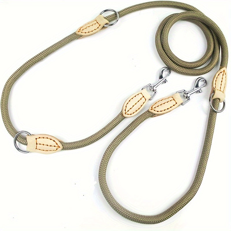 Dual Head Dog Leash for 2 Dogs – Hands-Free Multifunctional Round Rope Leash for Small Medium Large Dogs – Outdoor Running Training Coupler Leash for Walking Two Dogs at Once