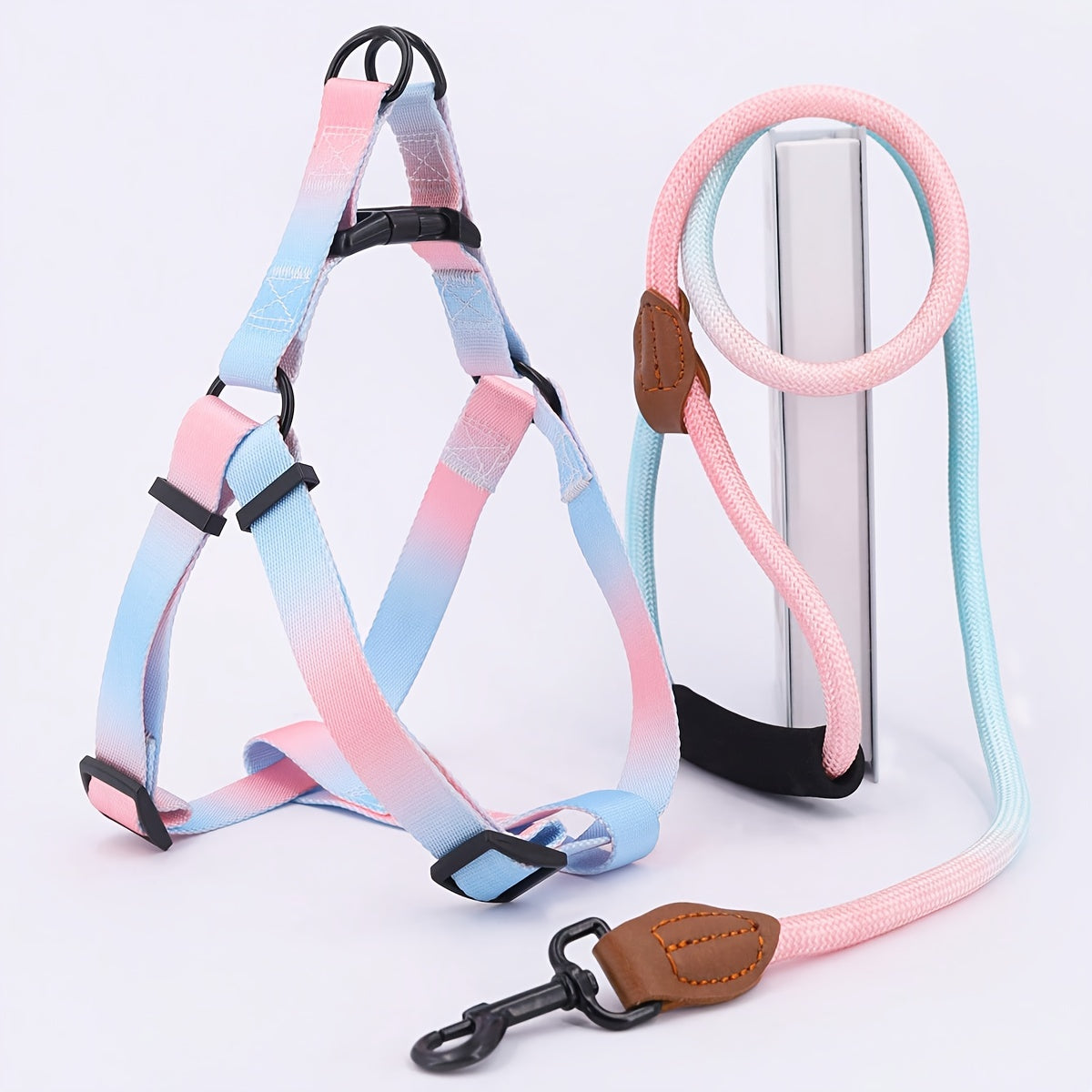 Colorful Pet Chest Harness & Leash Set for Cats & Dogs – All-Season Universal Adjustable Back Harness for Indoor & Outdoor Use – No-Pull Vest Harness for Small Medium Pets, No Battery Required
