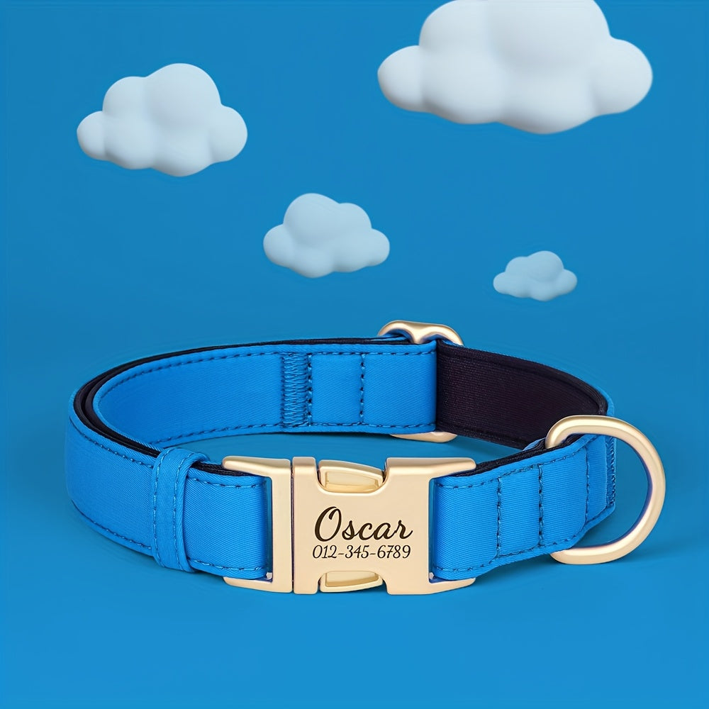 Customizable Nylon Dog Collar with Quick-Dry Diving Cloth Lining – Soft Comfortable Durable Collar for Small Medium Large Dogs – Personalized ID Info Dog Collar for Daily Walking & Outdoor Activities