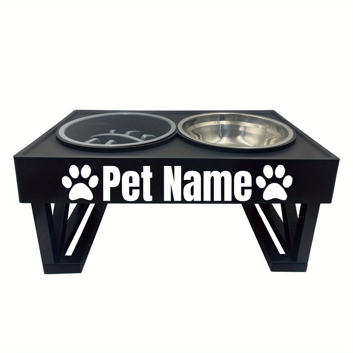 Personalized Raised Dog Bowl Stainless Steel with Slow Feeder & Height-Adjustable Double Dog Food Water Bowl for Medium Large Dogs and Cats