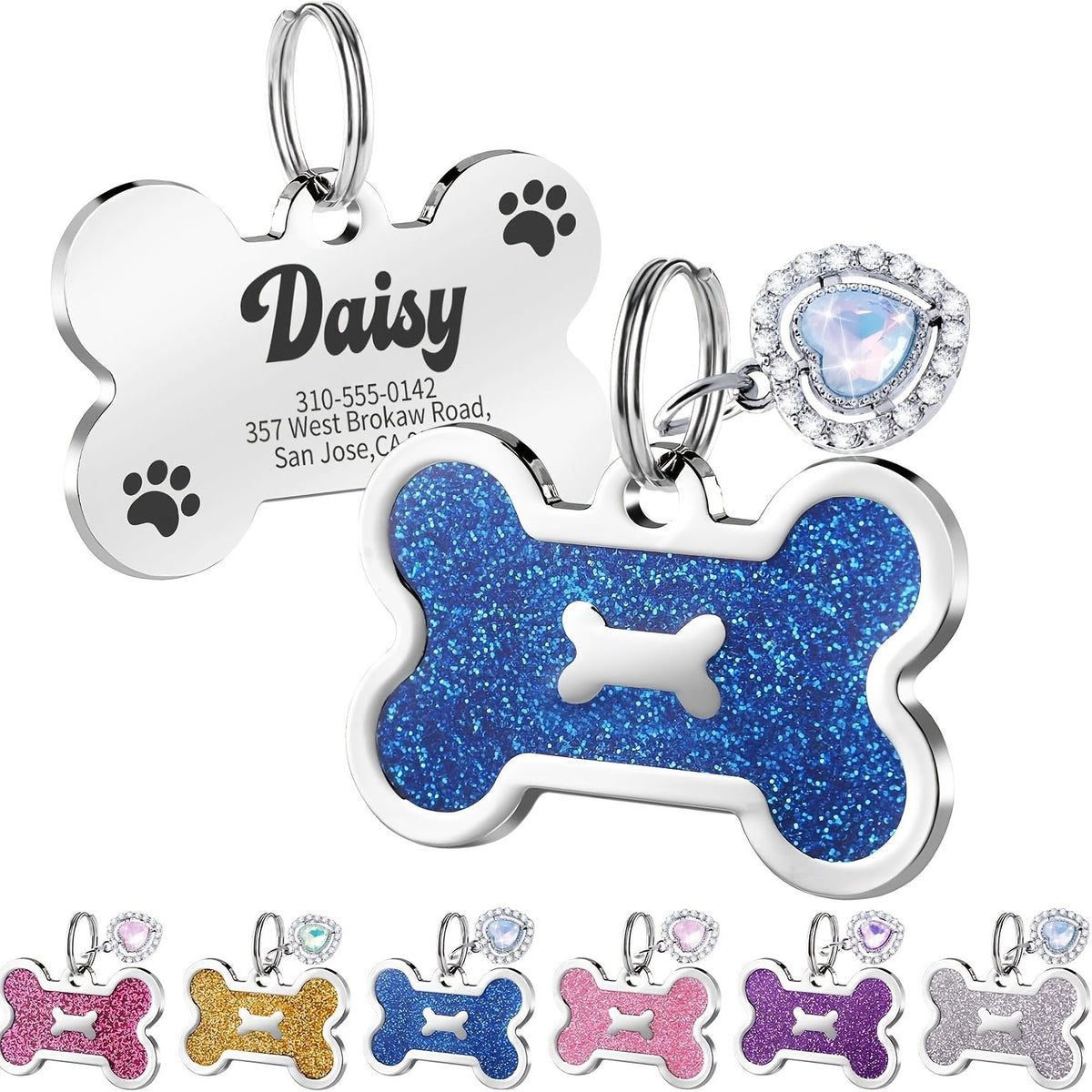 Personalized Pet ID Tag - Engravable Dog & Cat Collar Tag with Name, Phone & Info, Fits Small Medium Large Dogs & Cats, 6 Colors, Durable Everyday Pet ID Tag for Safety & Style