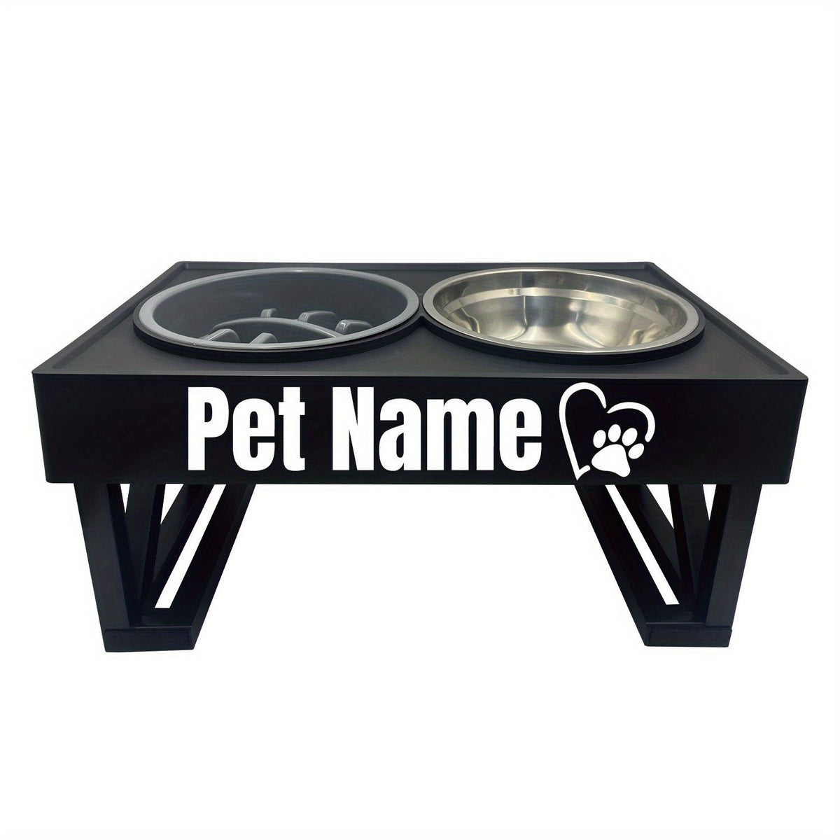 Personalized Raised Dog Bowl Stainless Steel with Slow Feeder & Height-Adjustable Double Dog Food Water Bowl for Medium Large Dogs and Cats