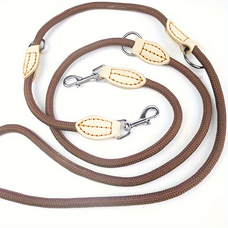 Dual Head Dog Leash for 2 Dogs – Hands-Free Multifunctional Round Rope Leash for Small Medium Large Dogs – Outdoor Running Training Coupler Leash for Walking Two Dogs at Once