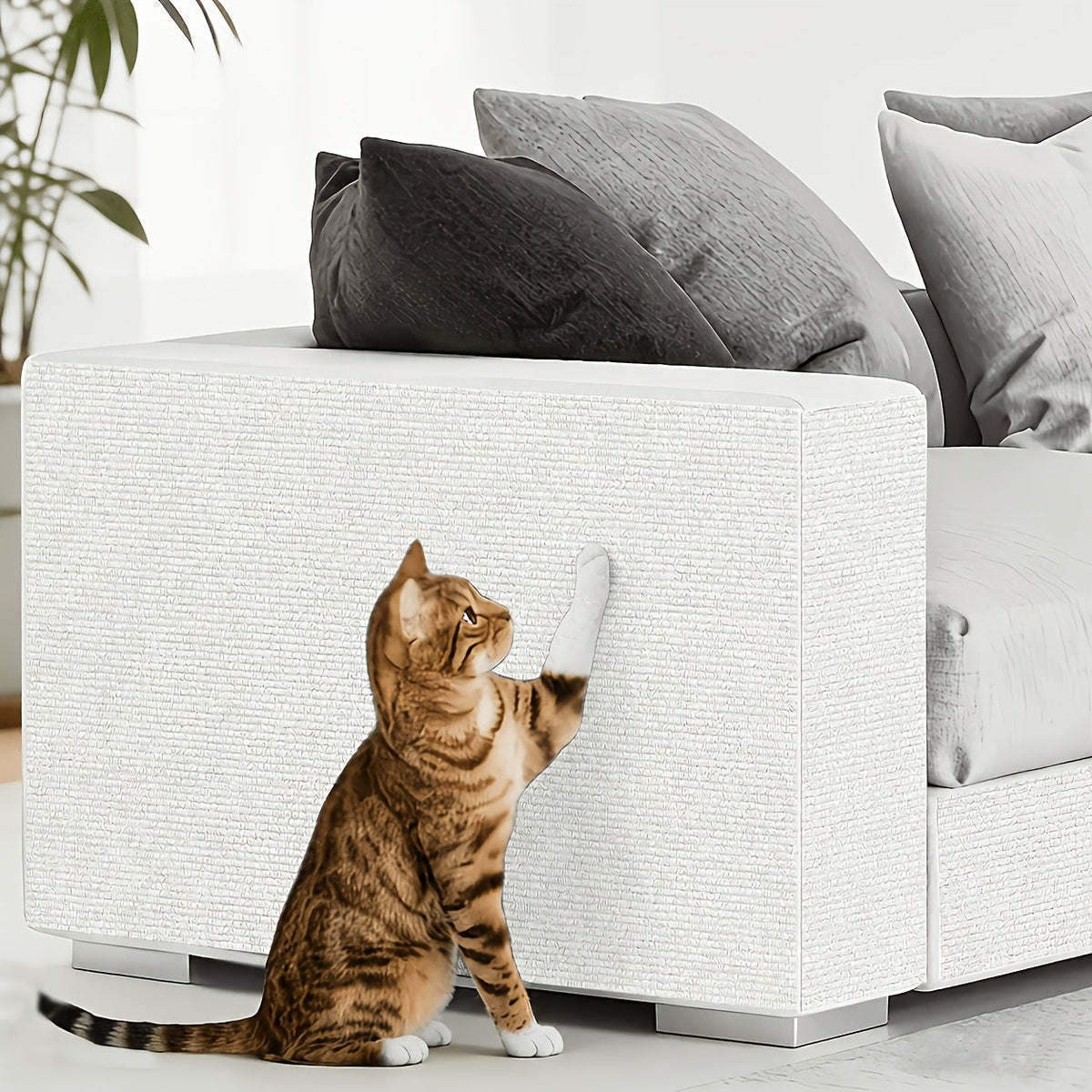 Self-Adhesive Cat Scratching Pads 2 Rolls 23.62x11.81" - Thickened Anti-Scratch Mat Peel & Stick - Multiple Colors Cuttable Cat Scratch Protector for Sofa Furniture Living Room - Easy Install Cat Pad